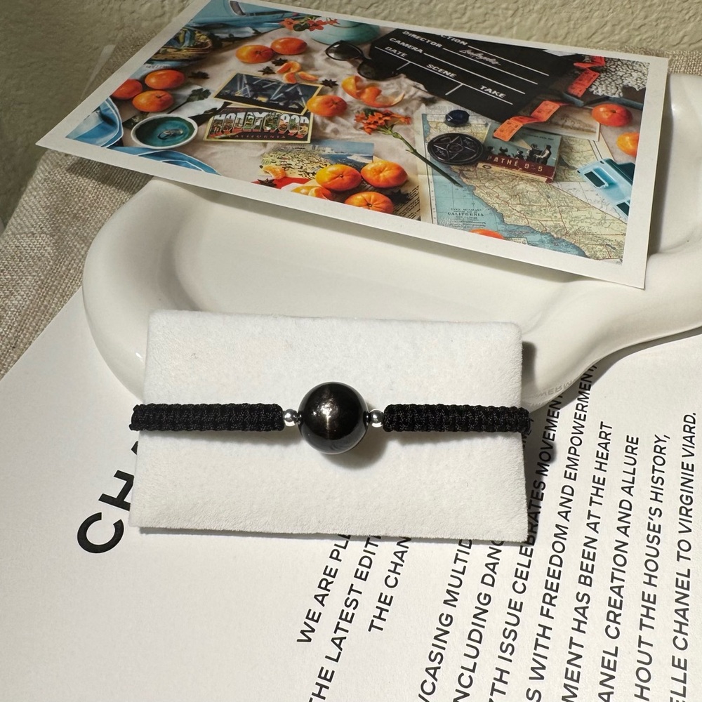 Hypersthene Single Beads String Adjustable Bracel… - image 1